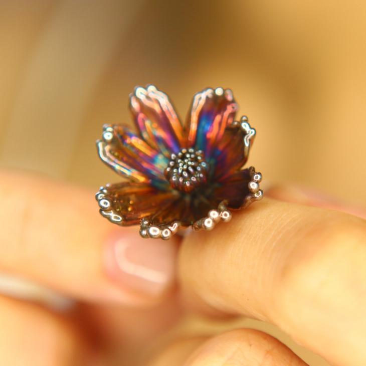 Кольцо в серебре, Космея, фото 2