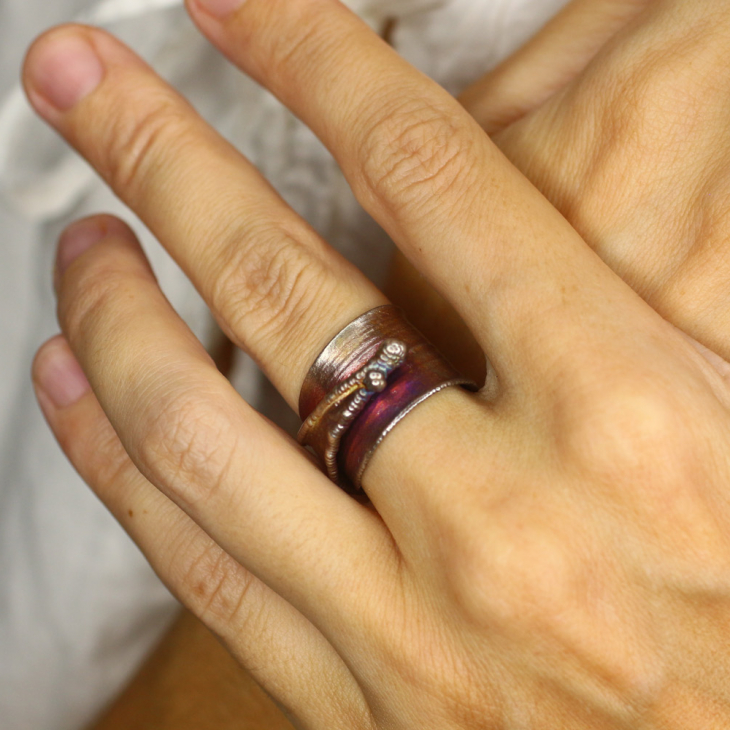 Кольцо в серебре, Бамбук, фото 2