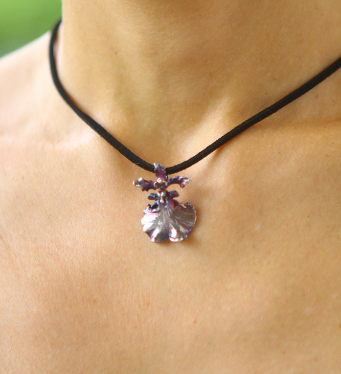 Кулон в серебре, Орхидея, фото 3