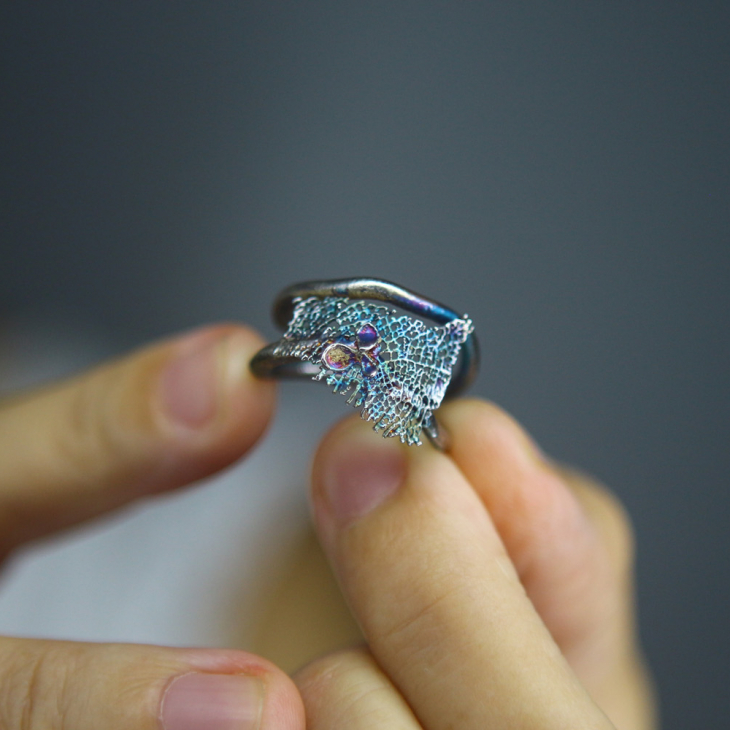 Кольцо в серебре, Гортензия, фото 2