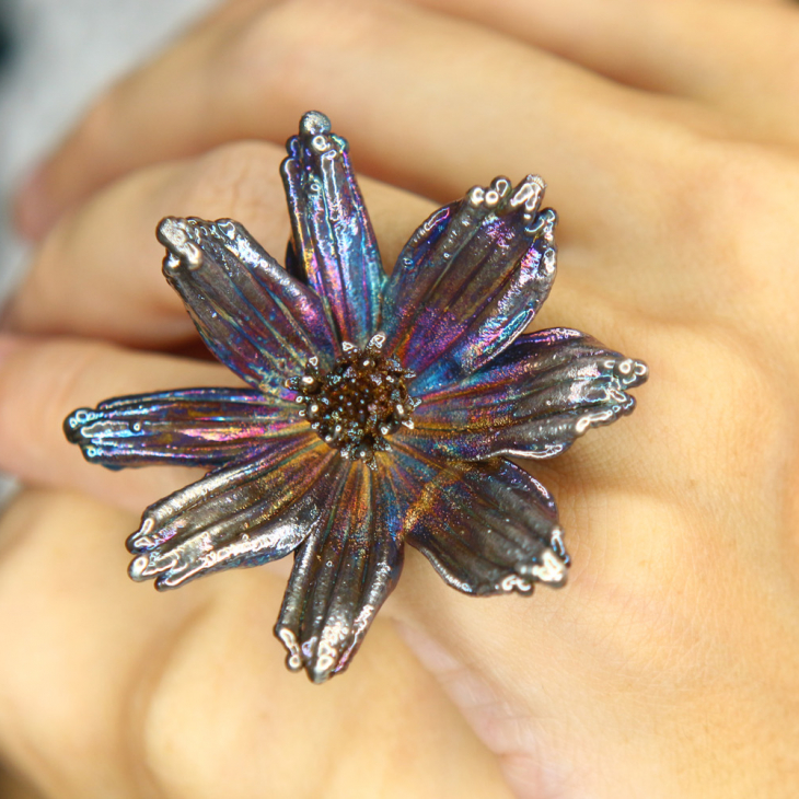 Кольцо в серебре, Космея, фото 2