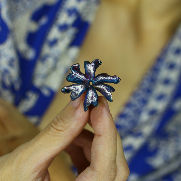 Кольцо в серебре, цветок Кришны, фото 2