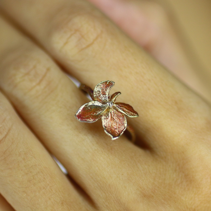 Кольцо в цветном золоте, Гортензия, фото 2