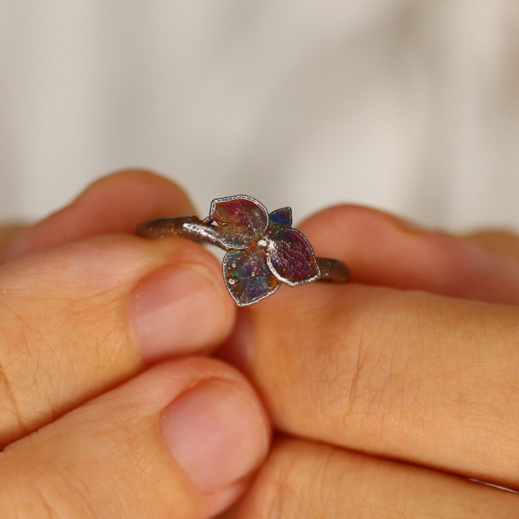 Кольцо в серебре, Гортензия, фото 2